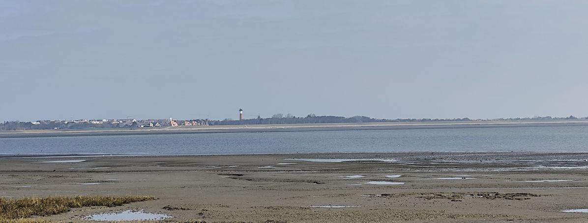 (C) Nordsternflieger - Blick von Wangerooge auf das gegenüberliegende Festland mit dem Ort Harle.